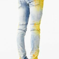 MENS JEANS STRAUD COLOR BLOCK SPRAYED JEAN- YELLOW Denim