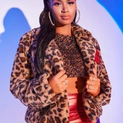 WOMENS FUR Best Seller RENATA FUR JACKET-LEOPARD