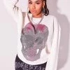 WOMENS HOODIES & SWEATSHIRTS Best Seller SKULL CREWNECK SWEATSHIRT-WHITE
