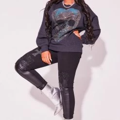 Cheapest 👏 WOMENS HOODIES & SWEATSHIRTS SKULL CREWNECK SWEATSHIRT-CHARCOAL ⭐ 10 WOMENS HOODIES & SWEATSHIRTS SKULL CREWNECK SWEATSHIRT-CHARCOAL