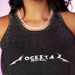 WOMENS DRESSES LUNA KNIT DRESS-BLACK/SILVER