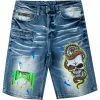 MENS SHORTS Denim LANDO PRINTED SHORT- DARK WASH