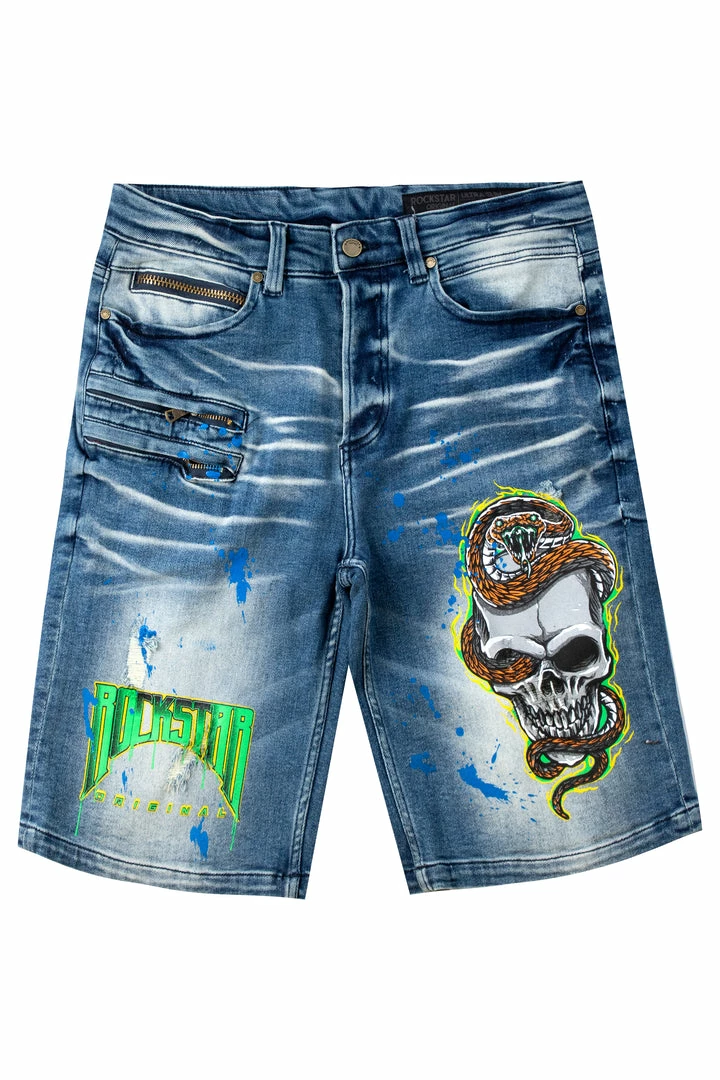 New ๐งจ MENS SHORTS Denim LANDO PRINTED SHORT- DARK WASH ๐ 1 MENS SHORTS Denim LANDO PRINTED SHORT- DARK WASH
