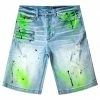 MENS SHORTS LEELON DENIM SHORT- GREEN/BLUE