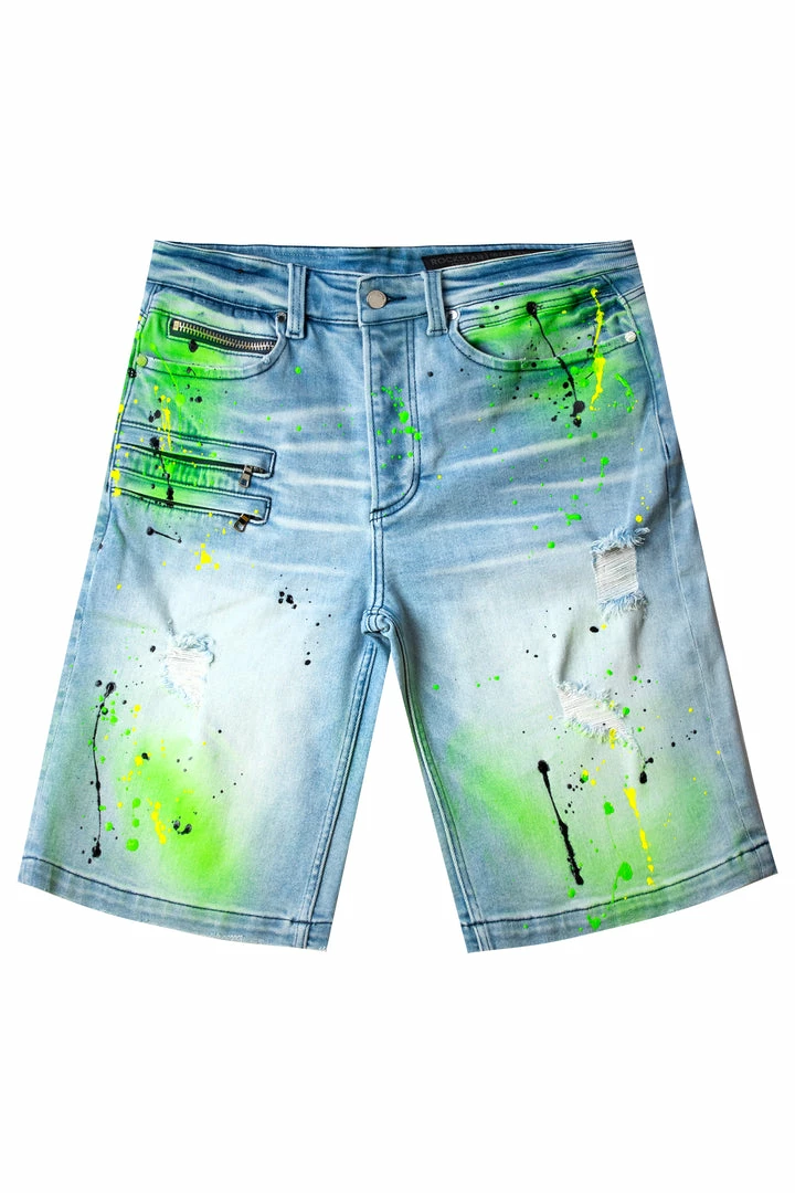 Cheap ⭐ MENS SHORTS LEELON DENIM SHORT- GREEN/BLUE 🥰 1 MENS SHORTS LEELON DENIM SHORT- GREEN/BLUE