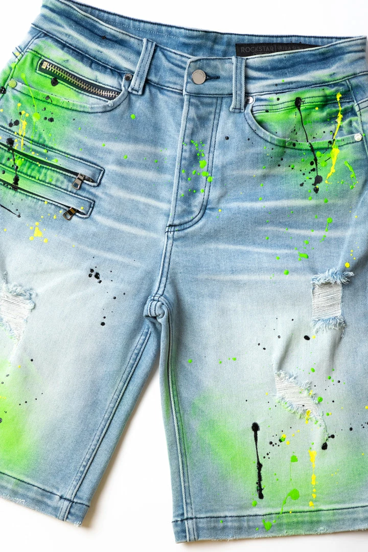 Cheap ⭐ MENS SHORTS LEELON DENIM SHORT- GREEN/BLUE 🥰 6 MENS SHORTS LEELON DENIM SHORT- GREEN/BLUE