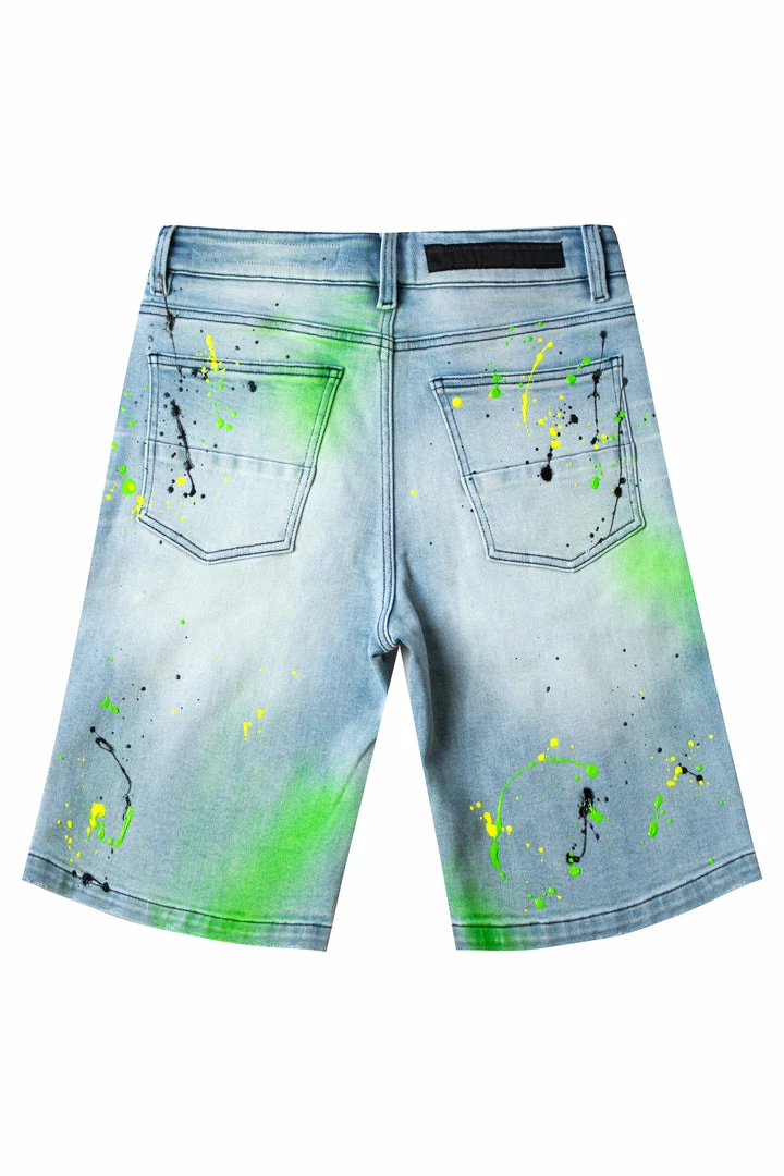 Cheap ⭐ MENS SHORTS LEELON DENIM SHORT- GREEN/BLUE 🥰 8 MENS SHORTS LEELON DENIM SHORT- GREEN/BLUE