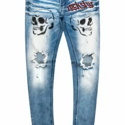 MENS JEANS LORCAN PRINTED JEAN-BLUE Denim