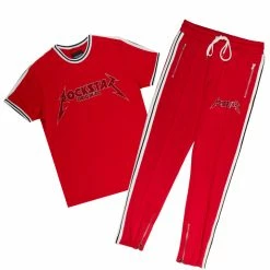 BOYS TRACK SETS BOYS MOON T-SHIRT TRACKSET-RED