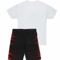 MENS SHORT SETS Track Sets MURATI T-SHIRT/DENIM SHORT SET-WHITE