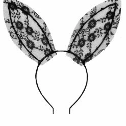 WOMENS ACCESSORIES LACE BUNNY EARS HEADBAND-BLACK Best Seller