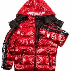 MENS OUTERWEAR Metallic Red Alasia Puffer Jacket