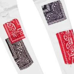 MENS JEANS MIJO BANDANA PATCHWORK JEAN-WHITE