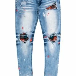 MENS JEANS Denim MORO PLAID BACKING JEAN-LIGHT WASH
