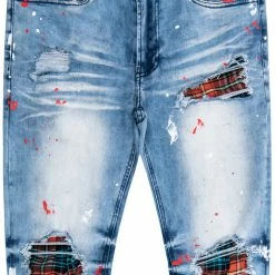 MENS JEANS Denim MORO PLAID BACKING JEAN-LIGHT WASH