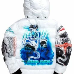 MENS OUTERWEAR White Nash Graphic Print Puffer Jacket