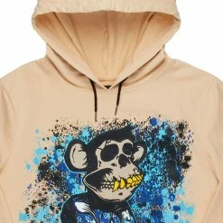 MENS HOODIES & SWEATSHIRTS NFT APE GRAPHIC HOODIE-BEIGE
