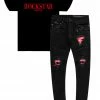 MENS MISC OCTAVIO T-SHIRT & BRUCE BIKER JEANS BUNDLE Short Sleeve Track Sets