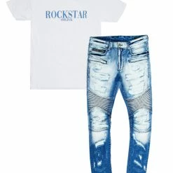 MENS MISC OCTAVIO T-SHIRT & BRENNON BIKER JEANS BUNDLE Short Sleeve Track Sets