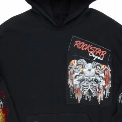 MENS HOODIES & SWEATSHIRTS OLLIE GRAPHIC HOODIE-BLACK