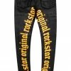 MENS JEANS Denim YE PRINTED JEAN-BLACK/ORANGE