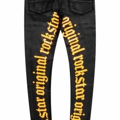 MENS JEANS Denim YE PRINTED JEAN-BLACK/ORANGE