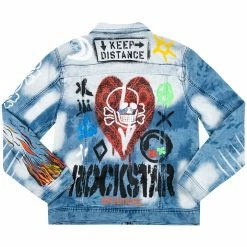 MENS DENIM JACKETS ORAN PRINTED DENIM JACKET-BLUE