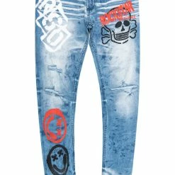 MENS JEANS Denim ORAN PRINTED JEAN-BLUE