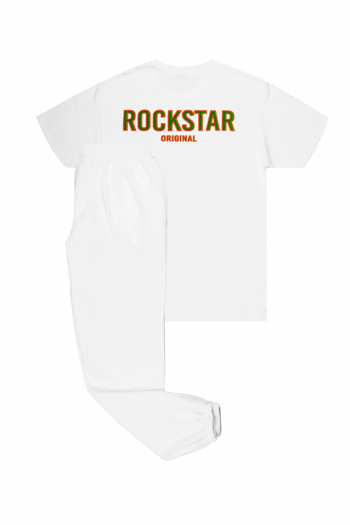 Hot Sale ⭐ MENS TRACK SETS CASEY T-SHIRT/PANT SET-WHITE 💯 7 MENS TRACK SETS CASEY T-SHIRT/PANT SET-WHITE