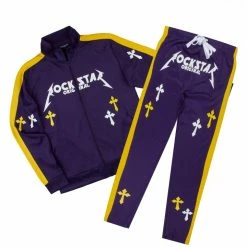MENS TRACK SETS CHASIN GRAPHIC TRACK SET-YELLOW/PURPLE