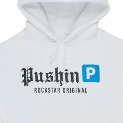 MENS HOODIES & SWEATSHIRTS Tops PUSHIN P ROCKSTAR PRINTED HOODIE-WHITE