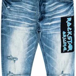 MENS JEANS Denim PANY PATCHWORK JEAN-BLUE