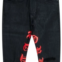 MENS JEANS Denim ZIRO PRINTED JEAN-BLACK/RED
