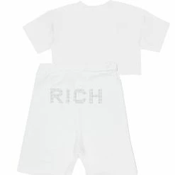 WOMENS ACTIVE SHORT SETS RICH BITCH BIKE SHORT SET-WHITE