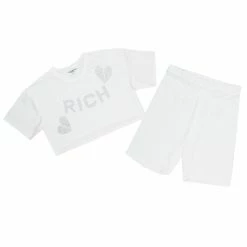 WOMENS ACTIVE SHORT SETS RICH BITCH BIKE SHORT SET-WHITE