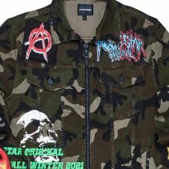 MENS DENIM JACKETS RIDGE PRINTED JACKET- GREEN