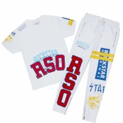 MENS TRACK SETS ROVER T-SHIRT/PANT SET- WHITE
