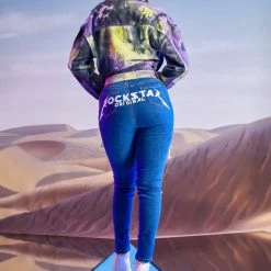 WOMENS JACKETS MOIRA DENIM JACKET-PURPLE/YELLOW