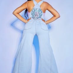 WOMENS ROMPERS & JUMPSUITS DONNA FLARE OVERALL-LIGHT WASH Best Seller