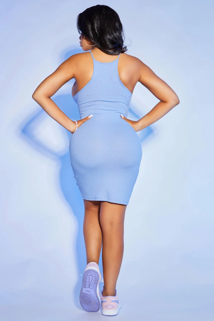 Budget ๐ WOMENS ๐ DRESSES PLAYER HALTER NECK MINI ๐ DRESS-BLUE ๐ 8 WOMENS DRESSES PLAYER HALTER NECK MINI DRESS-BLUE