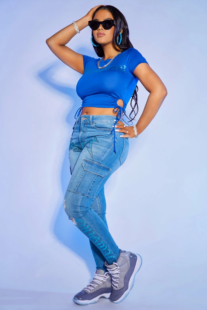 Top 10 โค๏ธ WOMENS TEES SLOANE RUCHED SIDE CROP TEE-ROYAL BLUE ๐ 4 WOMENS TEES SLOANE RUCHED SIDE CROP TEE-ROYAL BLUE