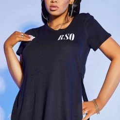 WOMENS TEES Best Seller JOSS OVERSIZED TEE-BLACK