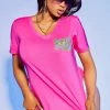 WOMENS TEES Best Seller HATE THE GAME OVERSIZED TEE-FUCHSIA