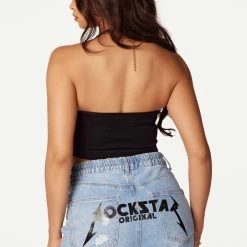 WOMENS TOPS Best Seller IZZIE RIBBED HALTER NECK TANK-BLACK