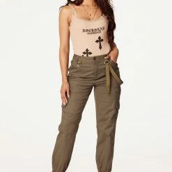 WOMENS TOPS Best Seller Lillie Beige Lace Trim Bodysuit