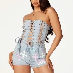 WOMENS ROMPERS & JUMPSUITS Hana Light Wash Denim Romper