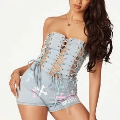 WOMENS ROMPERS & JUMPSUITS Hana Light Wash Denim Romper