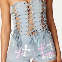 WOMENS ROMPERS & JUMPSUITS Hana Light Wash Denim Romper