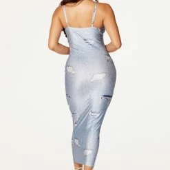 WOMENS DRESSES Best Seller Laura Denim Blue Cut Out Midi Dress