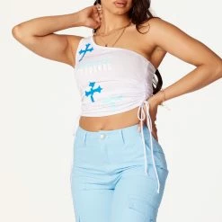 WOMENS TOPS Blaire White One Shoulder Tank Best Seller